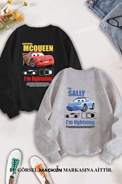 Tarzsokak Sevgili Çift Kombin Şimşek McQueen ve Sally SIRT Baskılı Bisiklet Y...