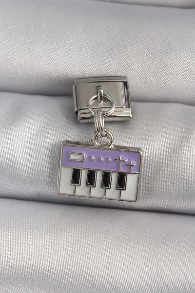 Clariss Mu Mu Mu 316L Steel Silver Color Dangle Purple Piano Figure Nomination Charm