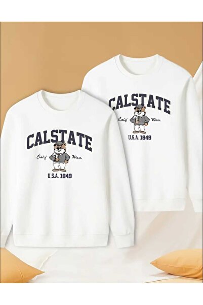 Tarzsokak Sevgili Eş Arkadaş Kombinleri Baskılı Bisiklet Yaka Oversize Sweats...