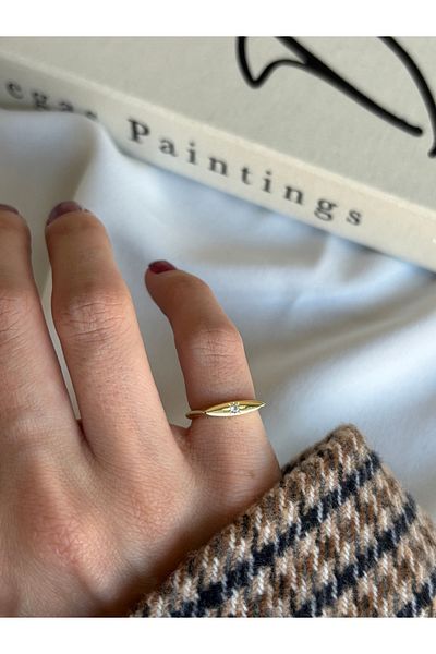 ringbox Gold North Star Stone Thin Little Finger Ring
