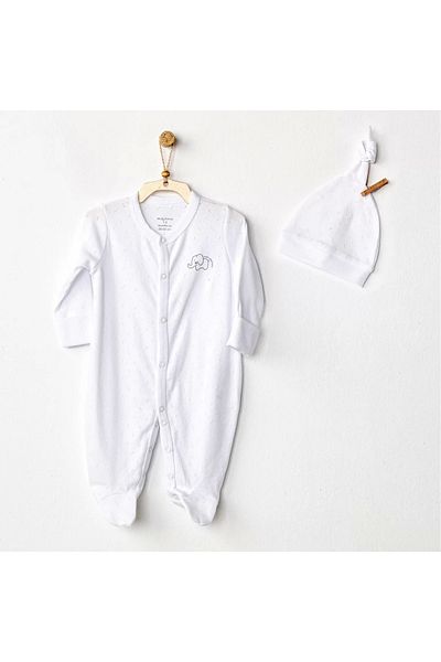 Dtbaby White Jacquard Baby Romper Set