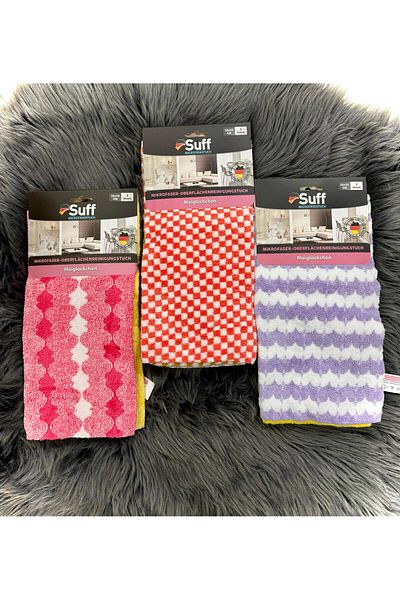 Suff Müge (Mai̇glöckhen) Patterned Triple Cleaning Cloth - Surface Cleaning Cloth (1Pktx3Pcs)