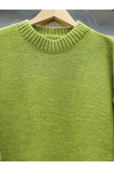 Modamorfo Crew Neck Skirt Ribbed Loose Knitwear Sweater -F.Green