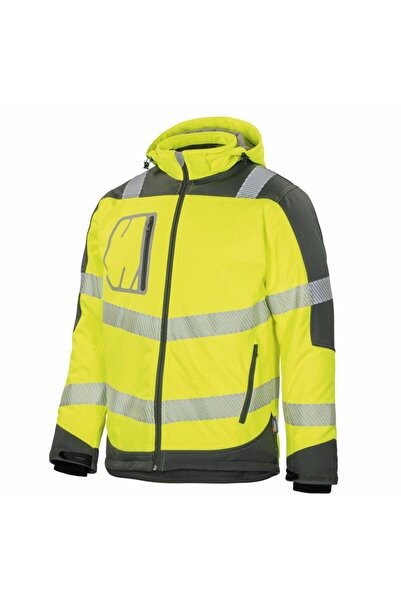 Genel Markalar Reflektörlü Su Geçirmez Termal Softshell İş Montu Sarı