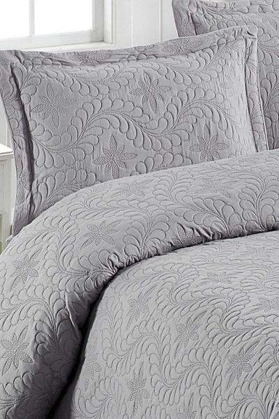 Örtüm Ivy Solid Color Διπλό Σετ Καπιτονέ Microfiber - Ανοιχτό Γκρι