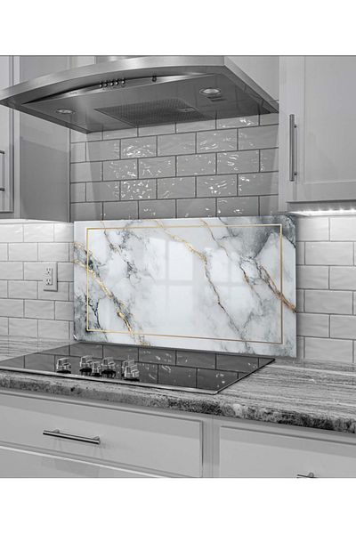 Hagen Masa de protectie pentru aragaz incorporata Masa de sticla Masa decorativa Masa decorativa de perete pentru bucatarie