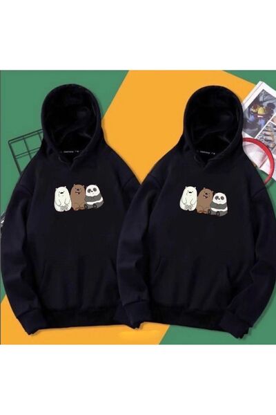 Tarzsokak Unisex crna majica sa kapuljačom Friends Bears Štampano