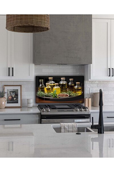 Hagen Ocak Arkası Cam Tablo Ankastre Koruyucu Cam Tablo Mutfak Dekoratif Tabl...