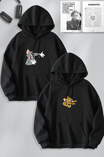 Tarzsokak الحبيب زوجين مزيج توم وجيري ذيل مطبوعة تصميم خاص مقنعين البلوز 2