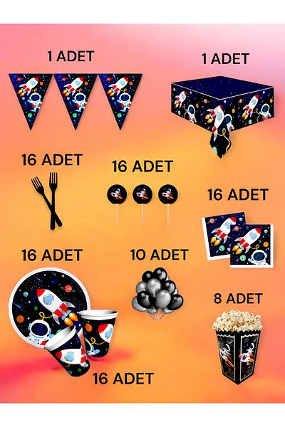 VibeHome Space Themed XL Pack for 16 - Birthday Party and Fun Events
