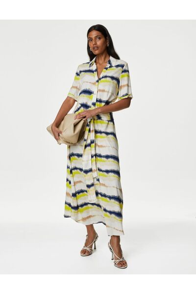 Marks & Spencer Kısa Kollu Midi Gömlek Elbise