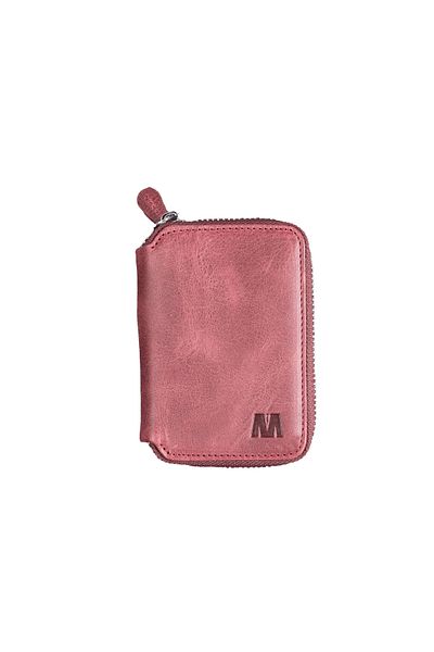 Deriza Lotus 1616 Genuine Leather Unisex Zipper Wallet Tiguan Light Burgundy