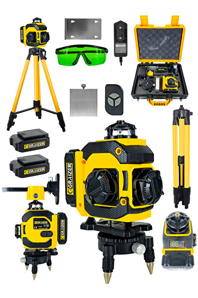 Graizer 16 Köşe Dijital Otamatik Hizalamalı Lazer Metre Hizalama Tripodlu Taşıma Çantalı