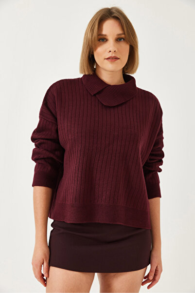 Bianco Lucci Women's Collar Detailed Knitwear Sweater 241244 60261315