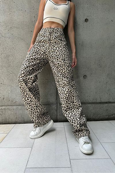 Karakedi Τζιν παντελόνι Y2k Street Style Leopard με σχέδιο