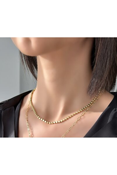 Liora Gold Crushed Chain Plate Necklace