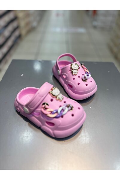 Akınal Bella Girls' Closed-Front Slippers with Chain Buckle