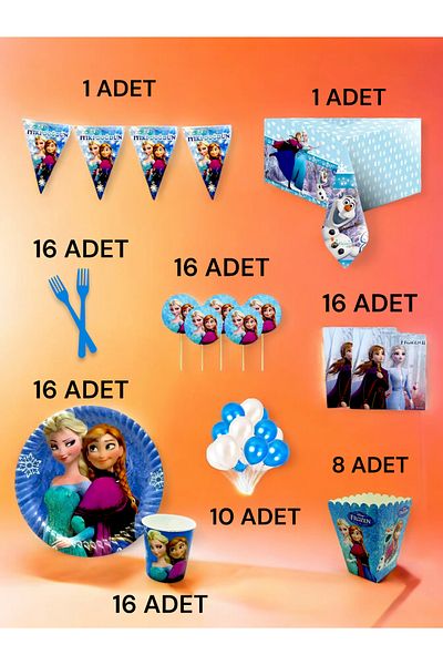 VibeHome Frozen Themed XL Pack for 16 - Birthday Party and Fun Events