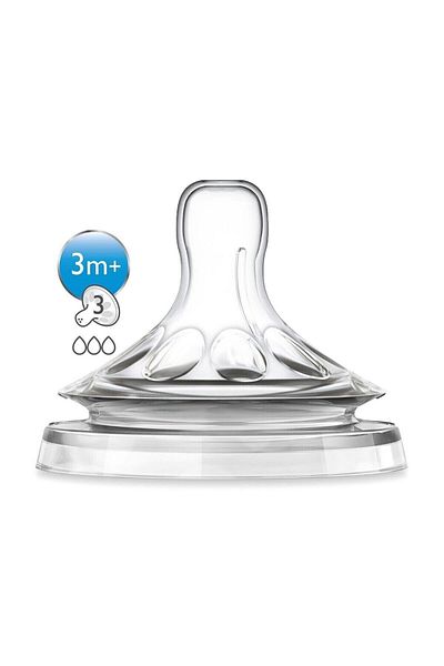 Philips Avent Philips Natural Baby Bottle Nipple 3 Bottle Tips 3m+ and 2 Liters (3 Holes)