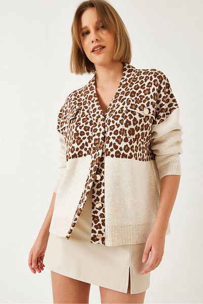 Bianco Lucci Cardigan de tricotaj de buzunar cu model pentru femei 241098 60261323