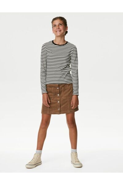 Marks & Spencer Saf Pamuklu Kadife Mini Etek (6-16 Yaş)