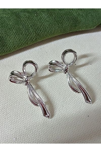 mos&more Silver Bow Design Women's Earrings
