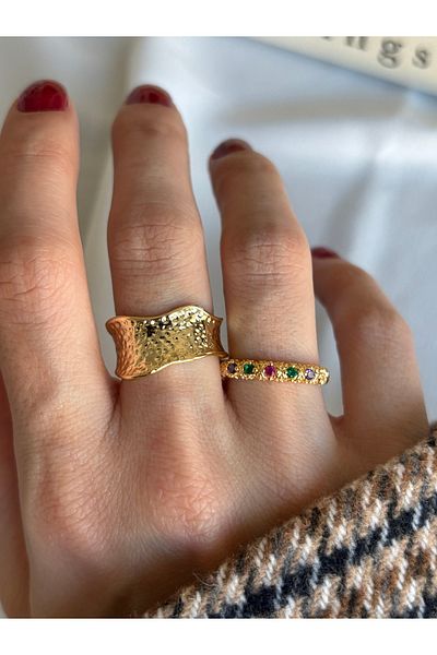 ringbox Gold Textured Model Multicolor Set of 2 Rings