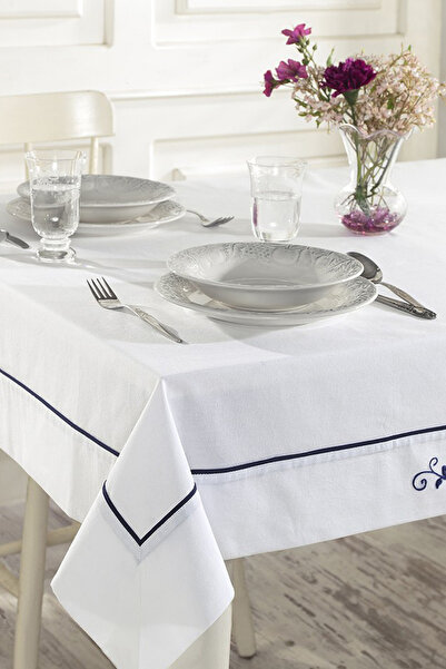 ÖDEL HOME Ödel Buldan Embroidered Linen Tablecloth Bk102M 140X180 cm