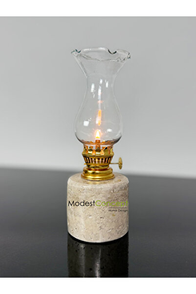 Modestmar Traverten Mermer Dekoratif Gaz Lambası