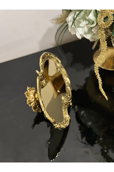 USD HOME 3 Lü Yuvarlak Ayaklı Artnova Tepsi Gold Kahve Sunum Tepsisi Çeyiz Çikolata Tepsisi