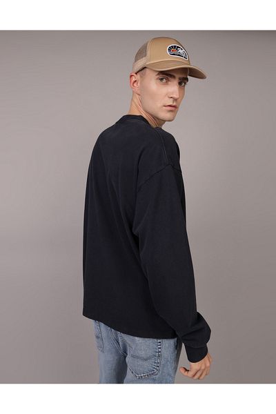 AMERICAN EAGLE AE Oversized Long-Sleeve Heavyweight Pocket T-Shirt