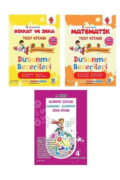 Nartest Yayınları 4. Sınıf Altın Beyin Dikkat ve Zeka + Altın Beyin Matematik...