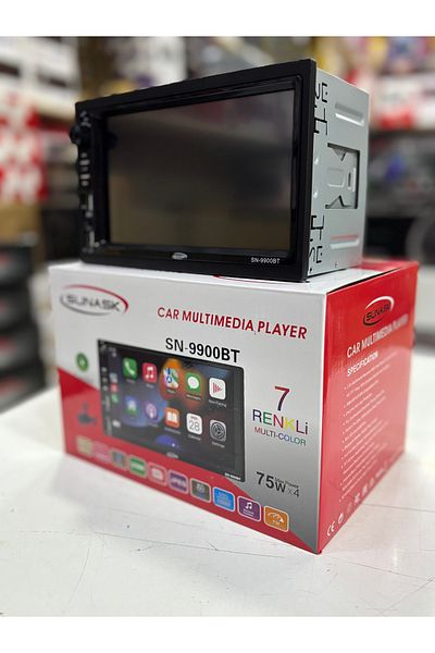 SUNASK شريط تلقائي Sn-9900bt مقاس 7 بوصات مع Carplay - بلوتوث، MP5، MP3، كاميرا وقوف السيارات USB مزدوجة