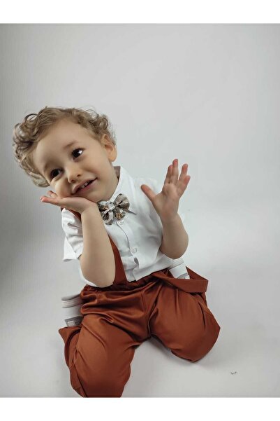 GAMZEAKKUŞ Salopet askılı pantolon, astarlı yelek, ayarlı papyon 3'lü erkek çocuk takım (GÖMLEK DAHİL DEĞİLDİR)