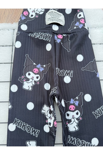 tunays shopping Kuromi Baskılı Kışlık Şardonlu Çocuk Tayt 4'lü Set (1 Beden Büyük Alınız)