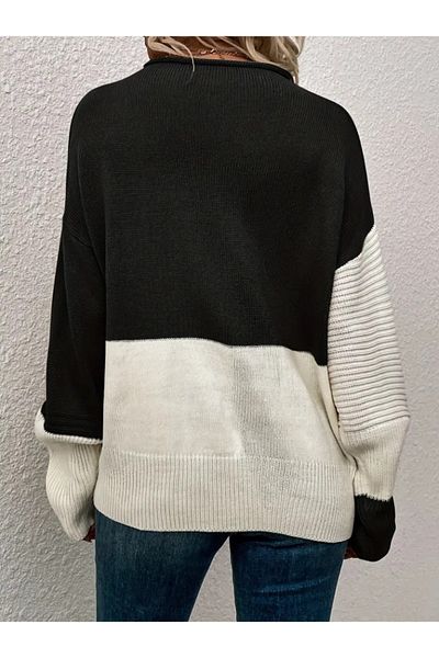 İpeksi Silky Women's Long Sleeve Block Pattern Knitwear Blouse
