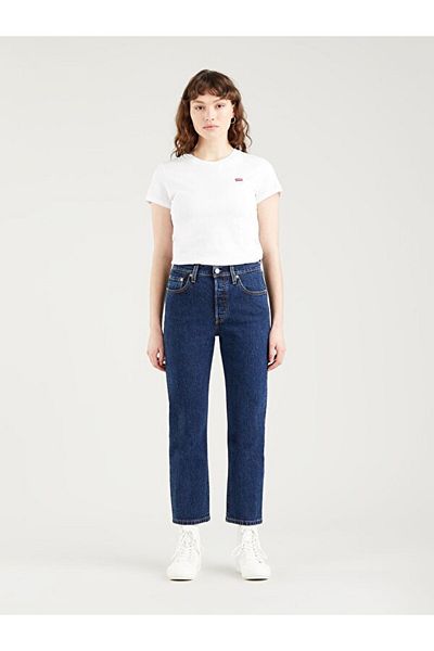 Levi's Magas derekú, sötét indigó Crop farmernadrág - 501 Straight Fit női, 36200-0179