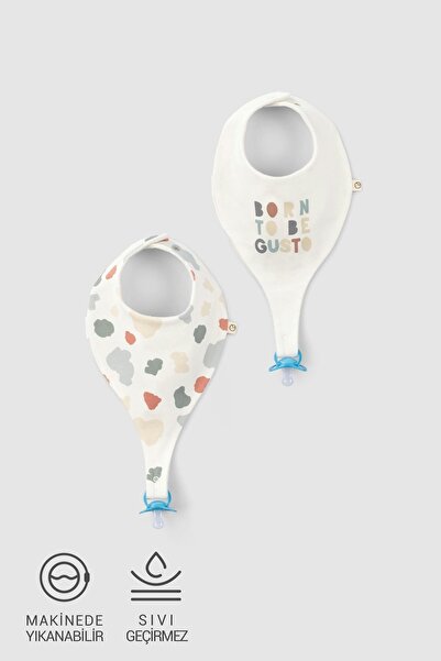 Little Gusto 2'li Sıvı Geçirmez Organik Pamuk Emzik Tutucu Önlük Seti Animal ...