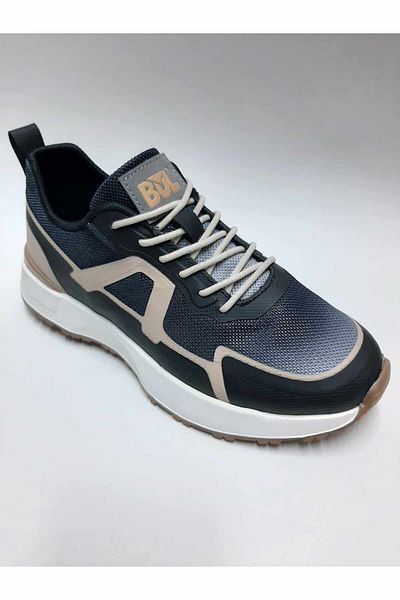 Bulldozer Black Color Soft Light Lace-Up Flexible Knit Sneakers