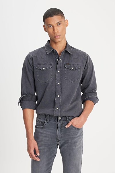 Lee Regular Fit Normal Kesim %100 Pamuk Antrasit Jean Kot Gömlek
