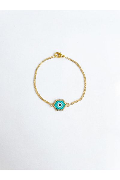 Butik Green Evil Eye Bead Miyuki Charm Bracelet