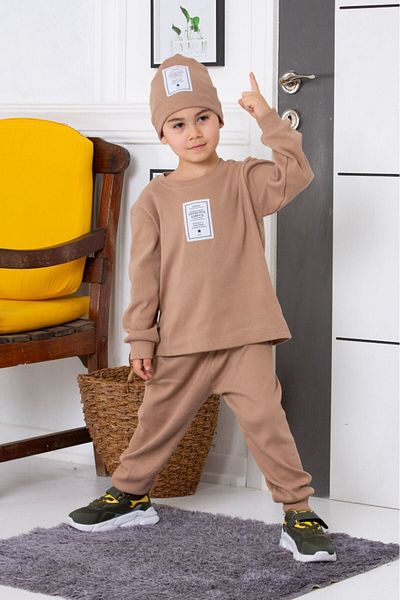 tunays shopping Boy's 3-Piece Set with Ribbed Hat