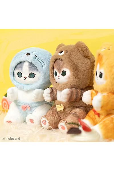 NB market زي Mofusand Teddy Bear - لعبة قطيفة لطيفة مقاس 25 سم مع ريش وملمس ناعم