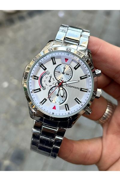 Choppers Men's Choppers Watch - White Dial, Steel Handle