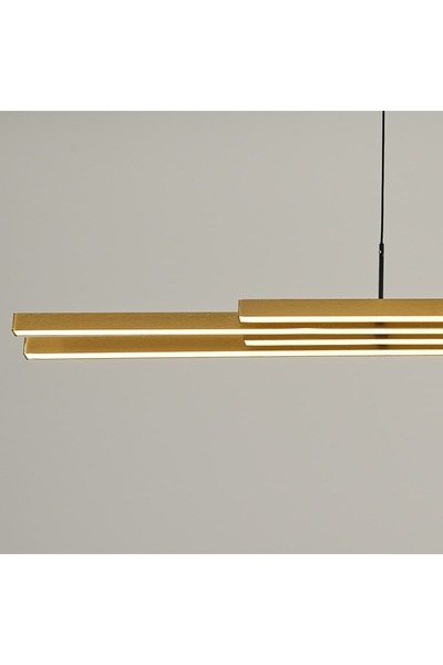 Özcan Aydınlatma 3151-3A-03 Uzun Sıralı Merit Sarkıt Gold Renk Sarı Işık Salon Mutfak Oda Hol Ledli Avize