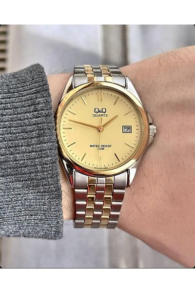 Q&Q  Vintage Men's Metal Cord Wrist Watch with Calendar