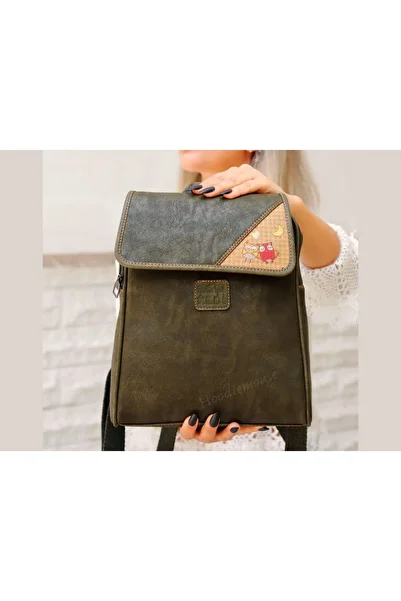 HOODİEMOUSE Ethnic Bohemian Style Owl Figured Business Backpack - Green