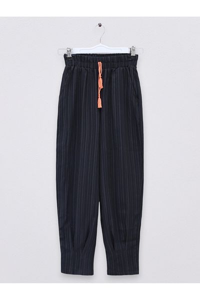 Modamorfo Trousers with dart stitched hem and lace detail