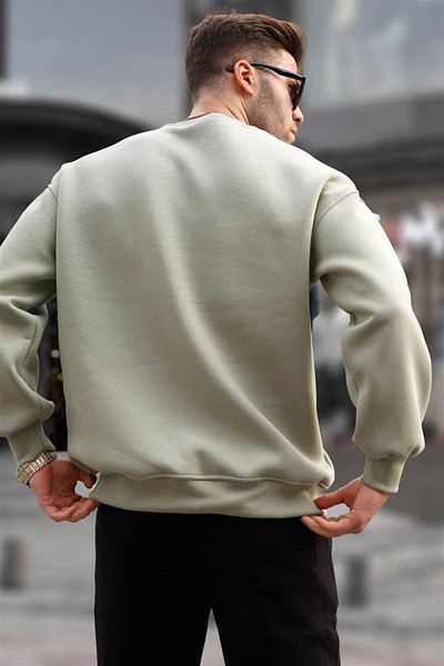 Madmext Mintgrünes Oversize-Basic-Herren-Sweatshirt mit Rundhalsausschnitt 6048
