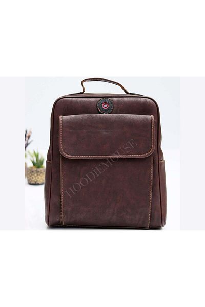 HOODİEMOUSE Unisex Plain Patterned Handbag - Ethnic Bohemian Style with Cross and Back Detail - Light Brown